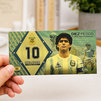 Lionel für Pele Maradona Fußballstar Doppelseitige Goldfolien-Banknote – Sammelbare Fußballkarte 16x7,6cm Fan-Display-Geschenk für