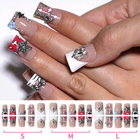 10 faux ongles carrés en forme de pattes de canard, avec strass 3D, couleur bonbon, amovibles et réutilisables pour femmes, pour fêtes et usage quotidien