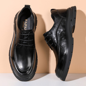 Chaussures décontractées pour hommes FAPA, bout rond, en cuir véritable, talon bas, pour le bureau, résistantes à l'abrasion, style Derby - Product Image 2