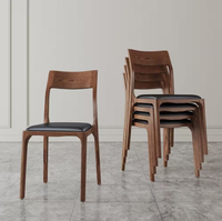 Chaise de salle à manger empilable en chêne blanc massif, style moderne du milieu du siècle, avec revêtement en cuir PU, idéale pour la maison, le bureau, les hôtels et les événements, pour les salons.