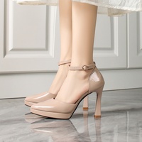 Chaussures habillées pour femmes, style coréen, à talons fins, à enfiler, 10 cm, en cuir fendu, pour soirée, bureau, mariage