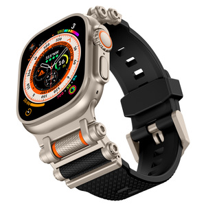 Engranaje giratorio descompresión conector de Metal de acero inoxidable correa de reloj de goma de silicona para Apple Watch Ultra <span class=keywords><strong>2</strong></span> 49mm S10 46MM - Product Image 2