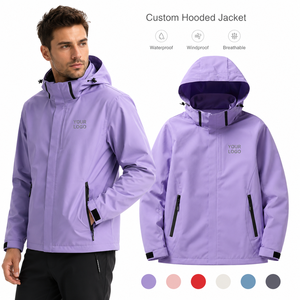 Veste d'extérieur pour homme avec logo personnalisé, imperméable, coupe-vent, respirante, à capuche, pour la randonnée, le camping, les voyages et les équipes - Product Image 1