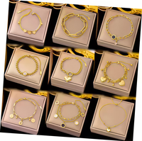 Bracelet tendance pour femme en acier inoxydable plaqué or 18 carats, avec breloques cœur et papillon, ne ternit pas, vente chaude