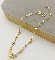 Pulsera de Oro Sólido 18K al por Mayor, Oro Real Au750, Cuentas Facetadas Ojo de Gato, Pulseras de Cadena de Cuentas de Oro para Mujer, Joyería Fina