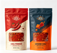 Sachets d'emballage refermables réutilisables avec fermeture éclair, ligne de déchirement et encoche de déchirement pour poudre de poivre et de cumin, logo personnalisé disponible