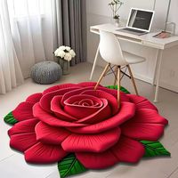 Tapis de Sol Absorbant et Antidérapant à Fleurs 3D pour Salon - Ensemble de Tapis
