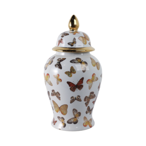 Vaso in ceramica con motivo a farfalla, vaso decorativo per soggiorno, complemento d'arredo per la casa - Product Image 3