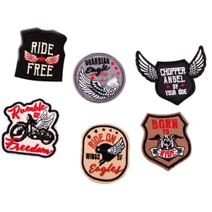 Custom large club bike embroidered woven badge sew on embroidery motorcycle biker patch for clothing