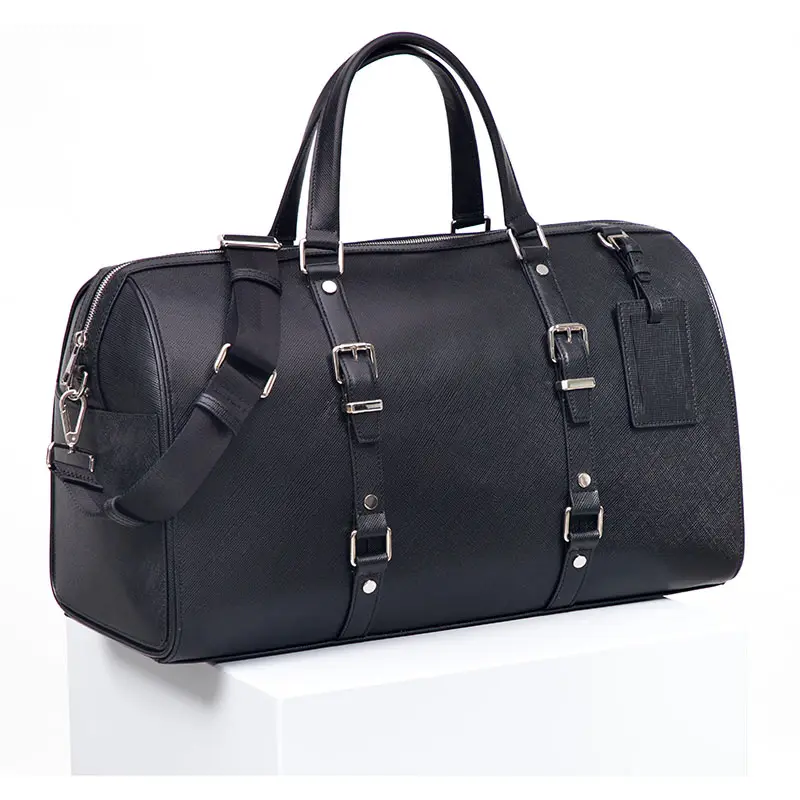 Genuine Leather Fashion Simple Large Capacity Travel Cross Pattern Men's Handbags Messenger Bag