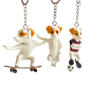 Llavero de resina con diseño de <span class=keywords><strong>cachorro</strong></span> deportivo adorable Xi Qing, colgante de perro con patineta y balón de fútbol, accesorio de llavero de Jack <span class=keywords><strong>Russell</strong></span> <span class=keywords><strong>Terrier</strong></span> para regalo - Product Image 4