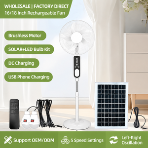 High Quality Solar <b>Fan</b> With Solar Panel Rechargeable 16 Inch <b>Standing</b> <b>Fan</b> Brushless Motor Remote Control For Outdoor Camping - Product Image 2