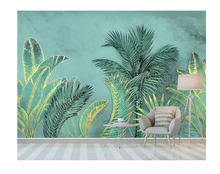 High Resolution Custom Printing Tropical 3D Wallpaper Living