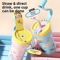 Grande capacité 316 Double paroi en acier inoxydable isolé sous vide café thermos tasse en céramique paille intérieure mignon étudiant gobelet