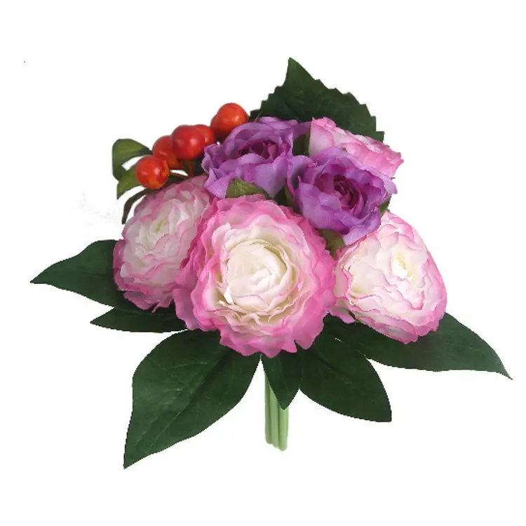 Бесплатная доставка, высококачественный недорогой букет H27cm мягких цветов, букет из цветов с 7 шт. ягод и 1 шт. ягод и 4LV