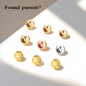 ピュア18KゴールドポジショニングビーズDIY調整ジュエリーアクセサリーAu750ブレスレットネックレスパールエメラルド - Product Image 4