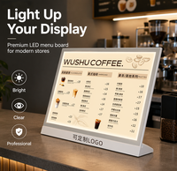 Boîte à lumière LED acrylique A3 A4 ultra-mince, panneau rétroéclairé, menu de restaurant de thé au lait Boba, liste de prix, enseigne publicitaire personnalisée