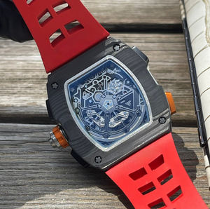 Montre chronographe sport haute performance pour homme, forme tonneau, squelette en fibre de carbone, multifonction - Product Image 5