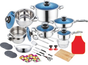 Классический набор кухонной посуды из нержавеющей стали с широким краем антипригарная Стеклянная и металлическая посуда для домашнего приготовления - Product Image 6