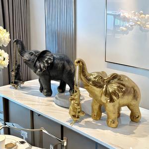 Adorno Nórdico de Lujo con Elefantes Madre e Hijo, Escultura Artesanal de Resina Epoxi, Arte Folclórico, Diseño Creativo para la Entrada del Hogar - Product Image 2