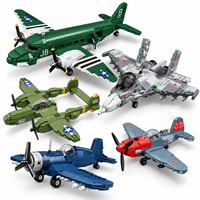 Ensemble de blocs de construction d'avions militaires, collection de modèles d'avions de chasse et de transport, jouet de construction DIY pour cadeau