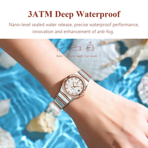 POEDAGAR คุณภาพสูง Rhinestone เรืองแสงปฏิทินกันน้ําสแตนเลสควอตซ์นาฬิกาสําหรับสตรี - Product Image 2