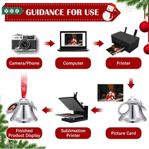 Adorno de Campana Sublimada para Navidad, Decoraciones para Árbol de Navidad, Marco de Fotos Navideño, Adorno Colgante para Árbol de Navidad - Product Image 2