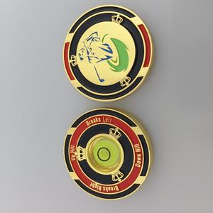 Set di marcatori per palline da golf in lega di zinco placcati <span class=keywords><strong>oro</strong></span>, stile moderno, personalizzati, all'ingrosso, con chip da poker <span class=keywords><strong>Monte</strong></span> Carlo stampati UV - Product Image 1