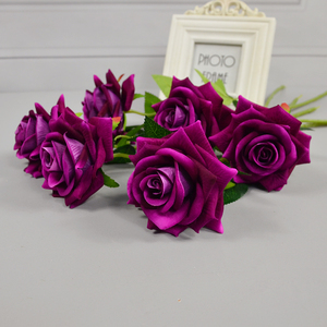 Vente flash : Rose artificielle <span class=keywords><strong>en</strong></span> velours, fleurs artificielles <span class=keywords><strong>en</strong></span> vrac, arrangement de mariage, centre de table décoratif, rose rouge à longue <span class=keywords><strong>tige</strong></span> - Product Image 4