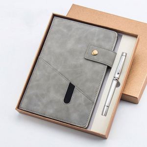 Regalos de Oficina Personalizados, Artículos Promocionales, Sets Ejecutivos, Libretas de Cuero PU Gris A5 con Bolígrafo, Set de Regalo Corporativo para Hombre - Product Image 1