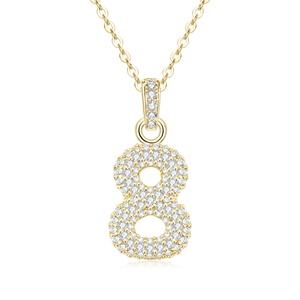 Wholesale Micro Insert Zirconia Angel Number Necklace 14k Gold Filled Full Diamond Number 8 Pendant Jewelry - Product Image 5