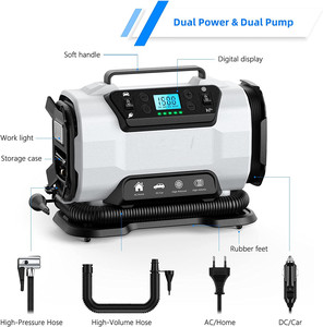 Ac/DC Máy nén khí Xe thiết kế mới kép điện máy bơm không khí kỹ thuật số pre-set ô tô chơi bơm xe lốp inflator - Product Image 6