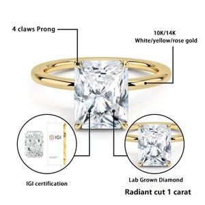 Oferta Especial Starsgem, Anillo de Diamantes Solitario con Certificado IGI, Oro Blanco, Amarillo o Rosa de 14K, Diamante Cultivado en Laboratorio de 1 Quilate, Corte Pera, Corazón o Cuadrado - Product Image 6