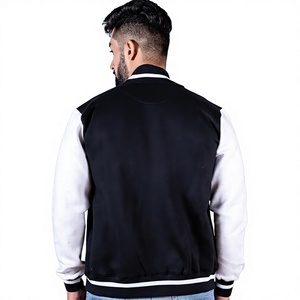 Veste de sport pour homme, coupe classique, col rabattu, fermeture à boutons, vêtement décontracté, coupe ajustée, en polyester et coton, noir et blanc - Product Image 6