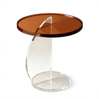 Table d'appoint ronde moderne en acrylique transparent pour salon, chambre, hôtel, salle à manger, appartement