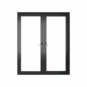 Villa di colore nero incernierato moderno lusso popolare in alluminio porte porte di vetro oscillante finestre e porte con zanzariera per le case