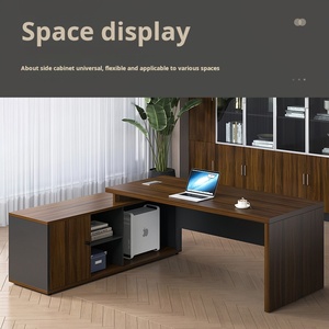 Muebles de Oficina de Lujo de Alta Gama, <span class=keywords><strong>Escritorio</strong></span> Ejecutivo Moderno en Forma de L, Color <span class=keywords><strong>Blanco</strong></span>, con Cajones Expandibles, para Gerencia y Directivos, Hecho de <span class=keywords><strong>Madera</strong></span> - Product Image 5