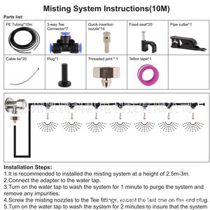 Pulverizador de Baja Presión ETK L01 de Acero Inoxidable de 10 m con 14 Boquillas para Jardín, Refrigeración, Humidificación y Eliminación de Polvo - Product Image 5