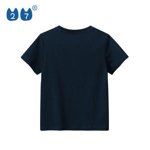 Camiseta de manga corta de verano para niños, camisetas de algodón 100% para niños, camiseta azul oscuro con dibujos animados para niños - Product Image 2