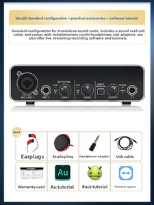 <span class=keywords><strong>Tarjeta</strong></span> <span class=keywords><strong>de</strong></span> <span class=keywords><strong>Sonido</strong></span> USB Externa UMC22 para Grabación en Vivo, para Teléfono Móvil y Computadora - Product Image 2
