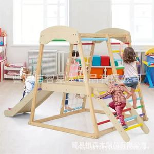 Xin Zhixing Wooden Climbing <b>Frame</b> For Kids 2-4 Years Indoor Outdoor Play Set With Slide And Swing <b>Oak</b> Material - Product Image 2