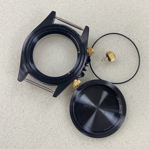 Boîtier en acier inoxydable PVD noir de 39 mm compatible avec le mouvement VK63 avec lunette en pierres arc-en-ciel - Product Image 2