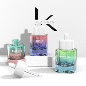 Flacon de sérum de luxe vide de 30 ml avec boîte, personnalisable, en verre givré vert, flacon compte-gouttes pour soins de la peau - Product Image 5