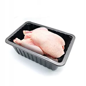 Película de sellado superior de mapa de PP negro personalizado bandejas de plástico embalaje paquete de carne de pollo fresco termoformado bandeja de sellado térmico blíster de alimentos