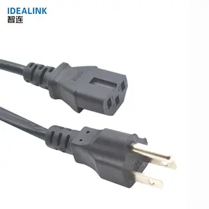 Universal Us 220V Copper Power Cable 3 Prong Laptop Ac Power Cord Plug Cable