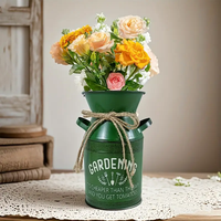 Seau à fleurs pour la maison et le jardin, en métal galvanisé, style ferme, décoratif, pot en métal, jardinière en fer, pichet décoratif