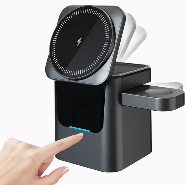 2026 3 in 1 Wireless Charger Station 15w 3 in 1 Foldable Cube Rotating Wireless Charger Magnetic Charging Holder for iPhone