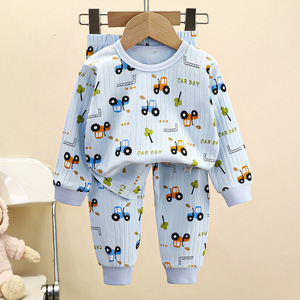 Pigiami in Maglia a 2 Pezzi con Stampa Animalier per Bambini, Primavera/Autunno, 100% Cotone Traspirante per Ragazzi e Ragazze - Product Image 1