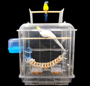 Vente en gros de <span class=keywords><strong>cage</strong></span> de voyage transparente pour oiseaux, maison en plastique acrylique pour animaux de compagnie avec fermeture à bouton-pression et plateau pour hamsters et oiseaux - Product Image 2