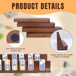 Wooden Domino Tray Anti Slip Base <b>Desktop</b> Game Storage Rack <b>Shelf</b> For Board Games - Product Image 4